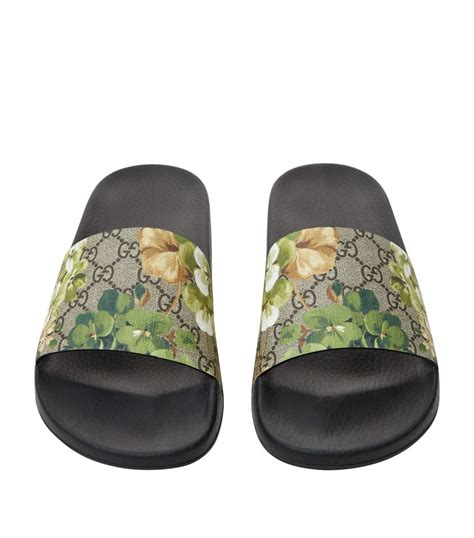 gucci green floral slides